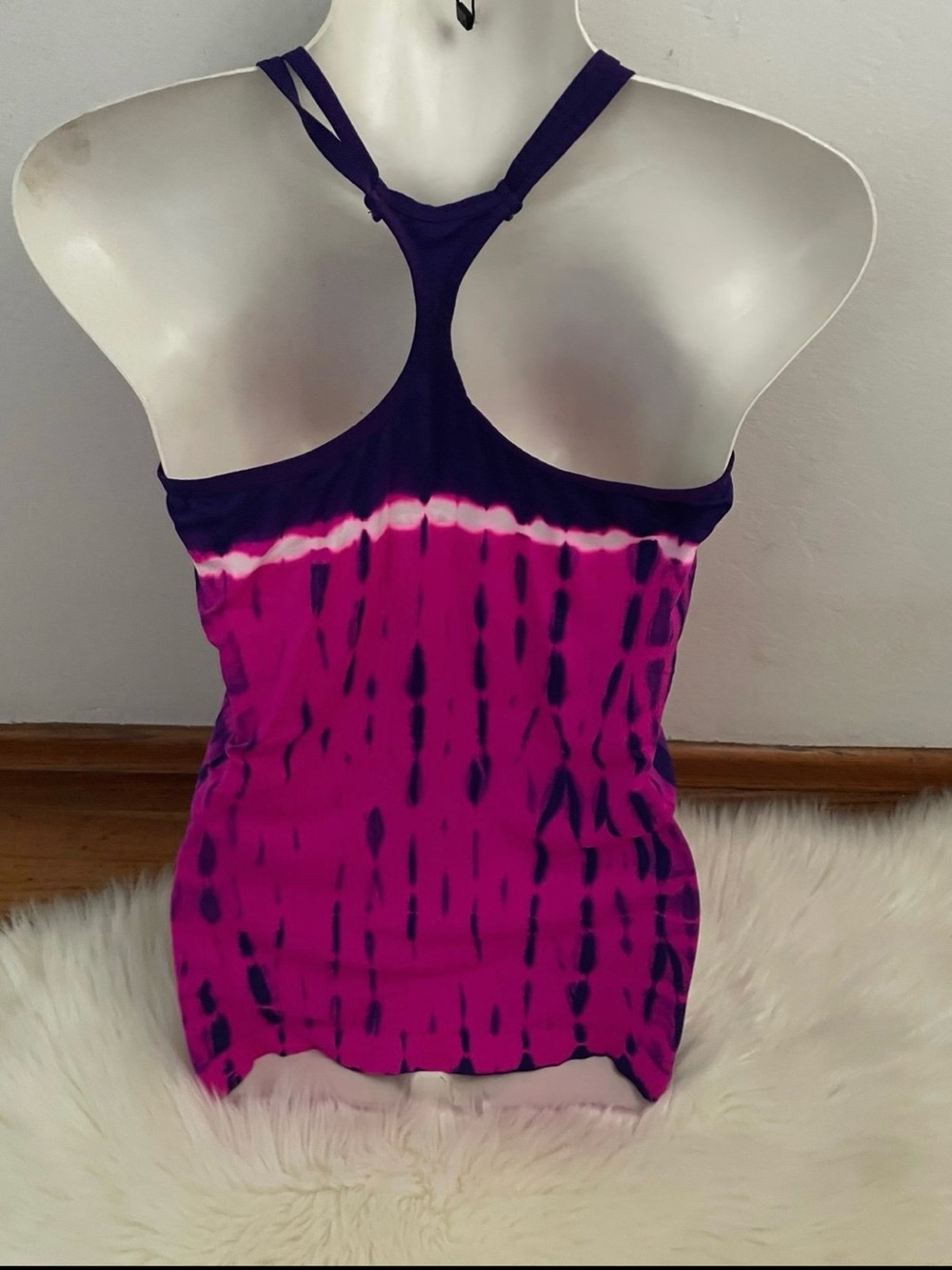 Tie-Dye Racerback Tank Top in Purple & Fuchsia